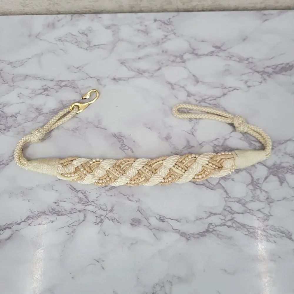 Vintage Braided Cream and Ivory Women’s Belt